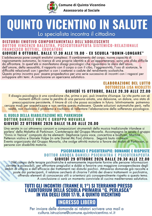 Quinto Vicentino in salute - Lo specialista incontra il cittadino