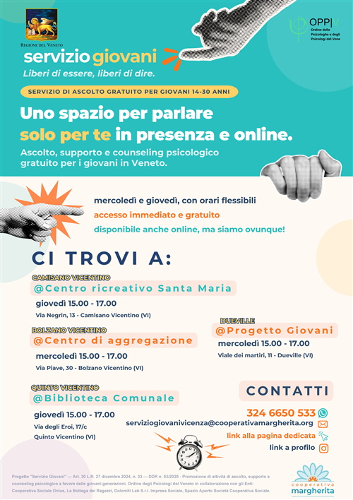 Sportello di ascolto psicologico per i giovani dai 14 ai 30 anni