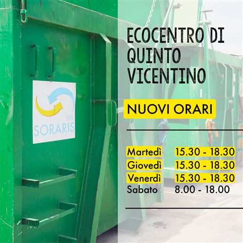 Nuovi orari per l’ecocentro di Quinto Vicentino