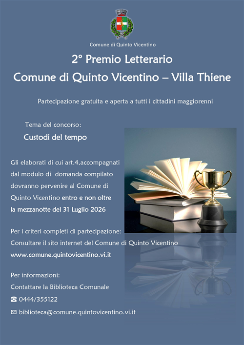 Premio letterario Comune di Quinto Vicentino – Villa Thiene II edizione